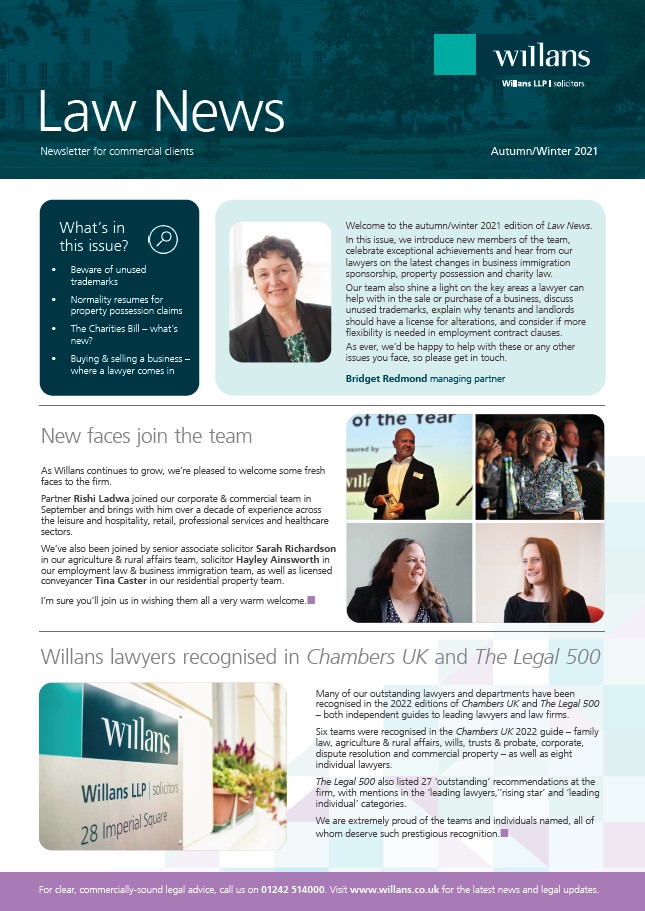 Willans LLP Law News autumn winter 2021