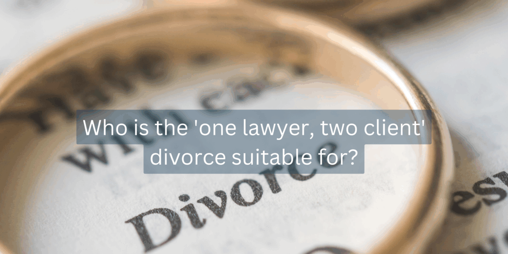 who is the 'one lawyer two client' divorce suitable for?