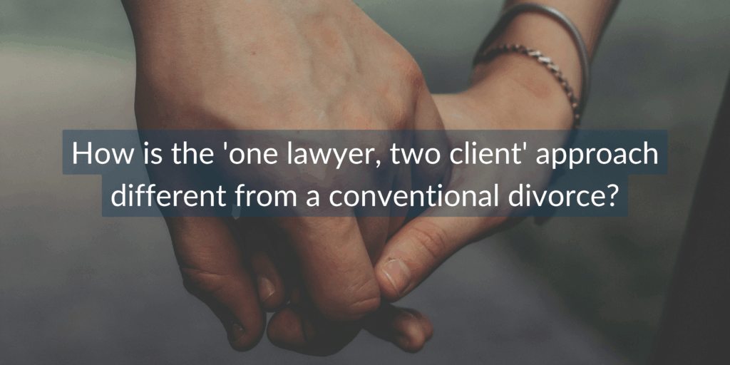 How is the 'one lawyer two client' divorce different from a conventional divorce?